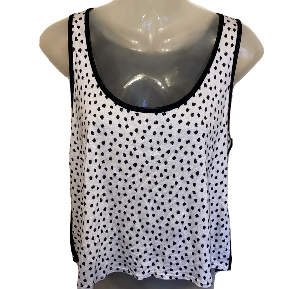 Black White Ivory Polka Dot Tank Top Shear Mesh